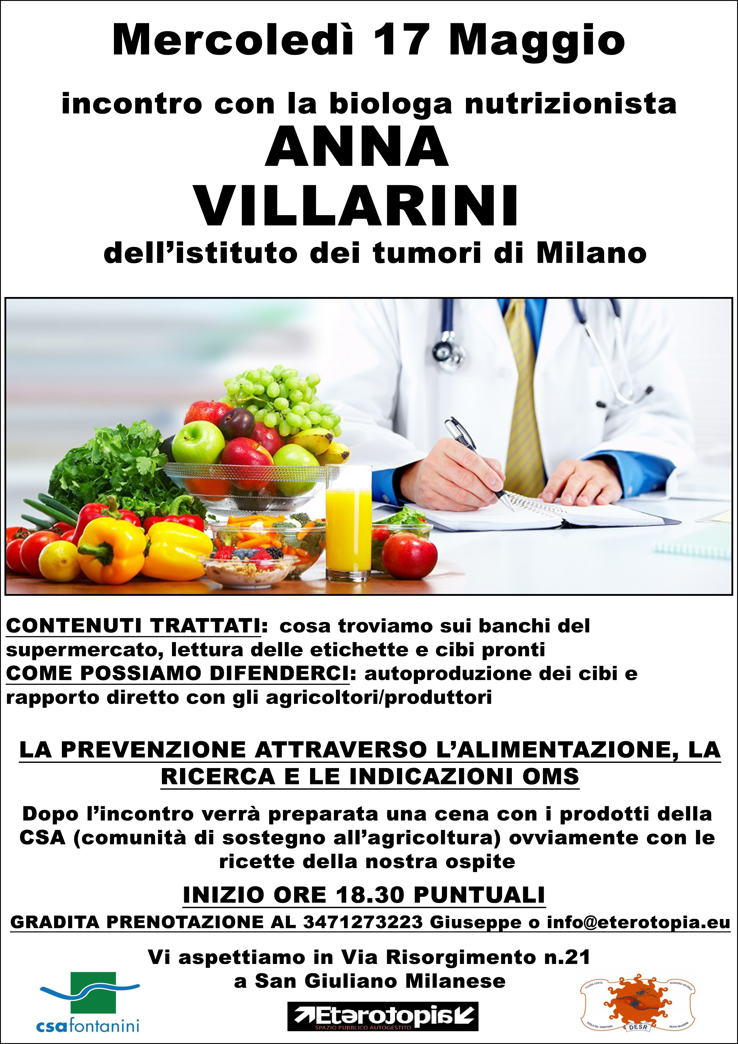 Prevenire le malattie con @cibobuono –17 Maggio 2017 h 18.30