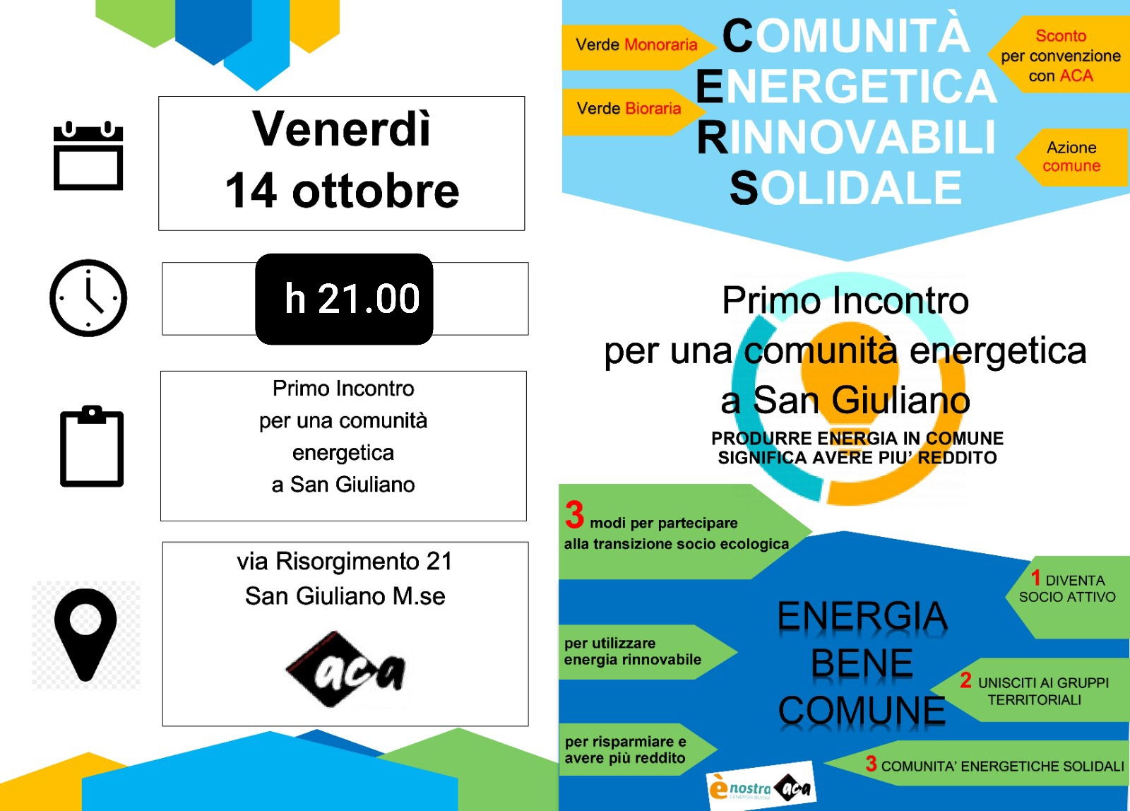 Venerdì 14 Ottobre, ore 21.00 – Primo incontro per la C.E.R.