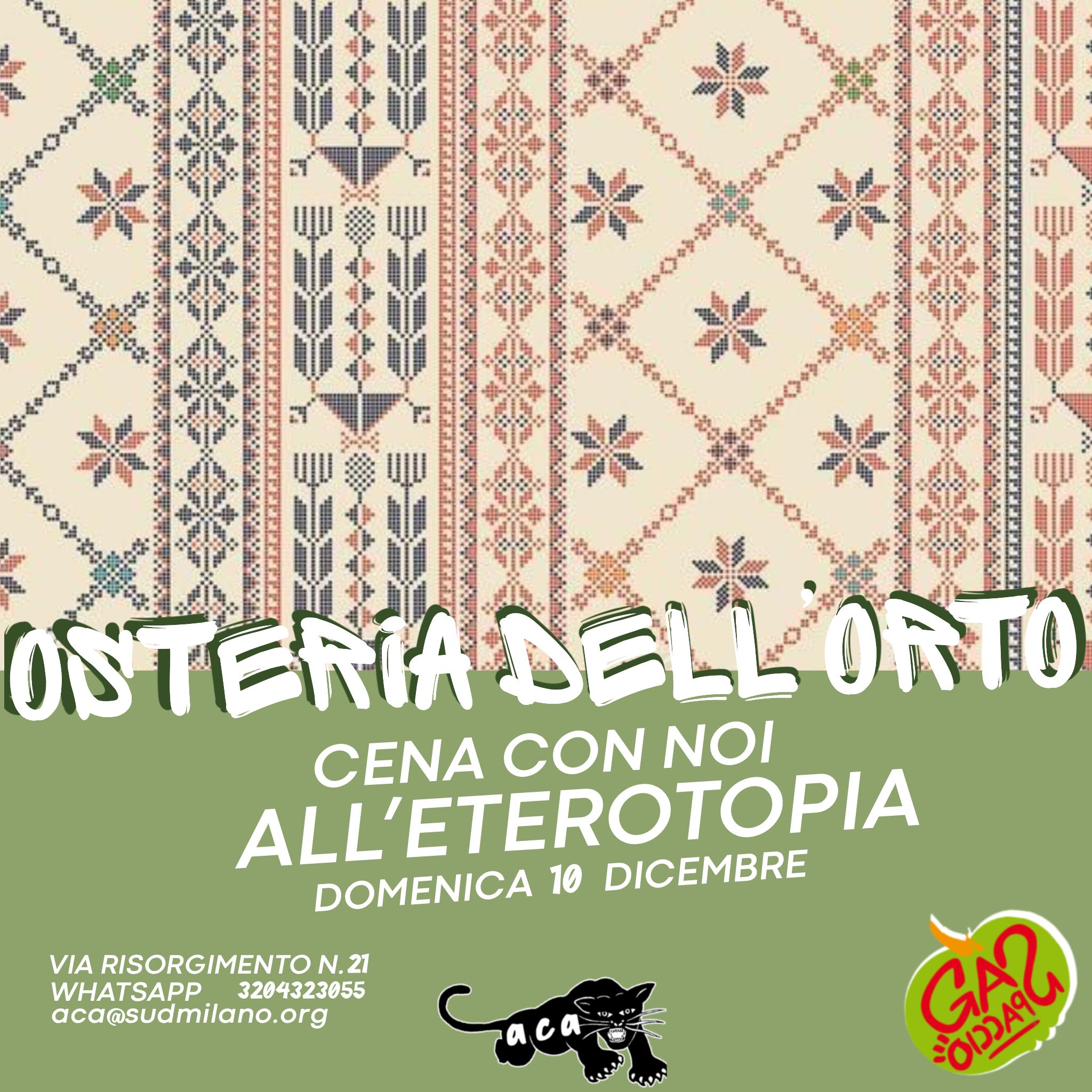 Domenica 10 Dicembre: Osteria dell’Orto!